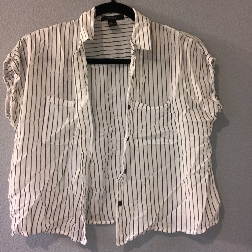 striped cropped blouse